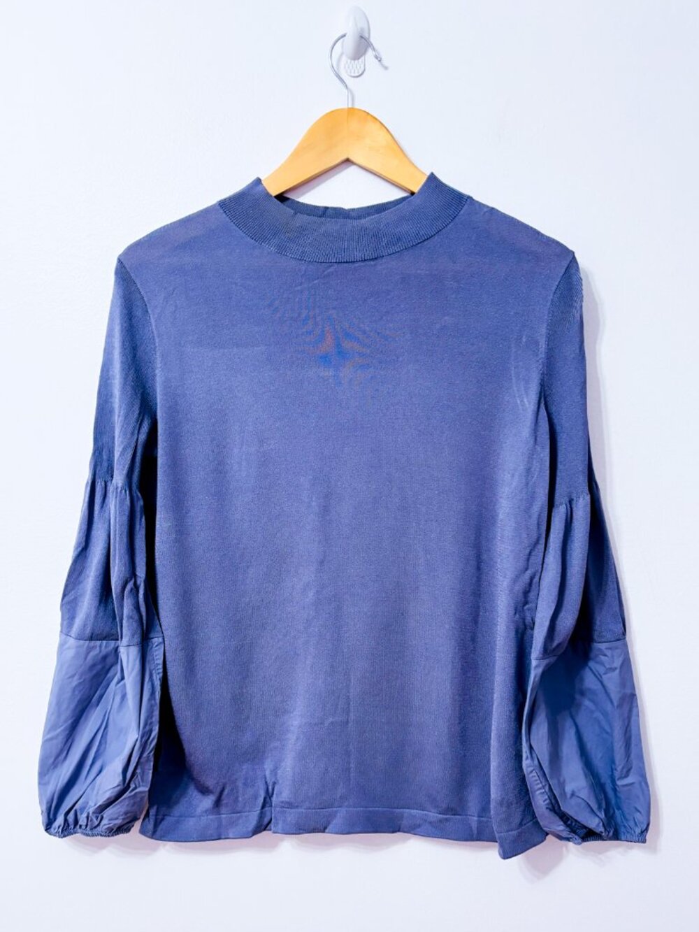COS Grey Knit Top Cotton Puff Sleeves Minimalist Small